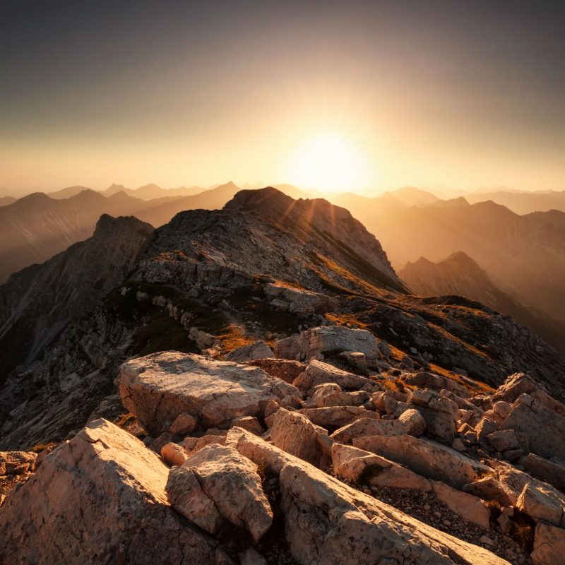 sunrise from mountain top Grosser Daumen in Allgau Alps