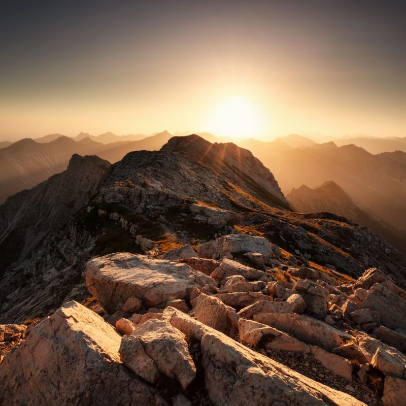 sunrise from mountain top Grosser Daumen in Allgau Alps